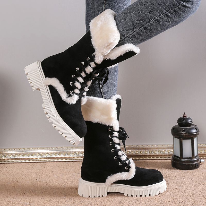 Foreign trade 2023 Winter New thick heel warm fleece-ed strap plus size 43 furry snow boots wholesale_voghion.com