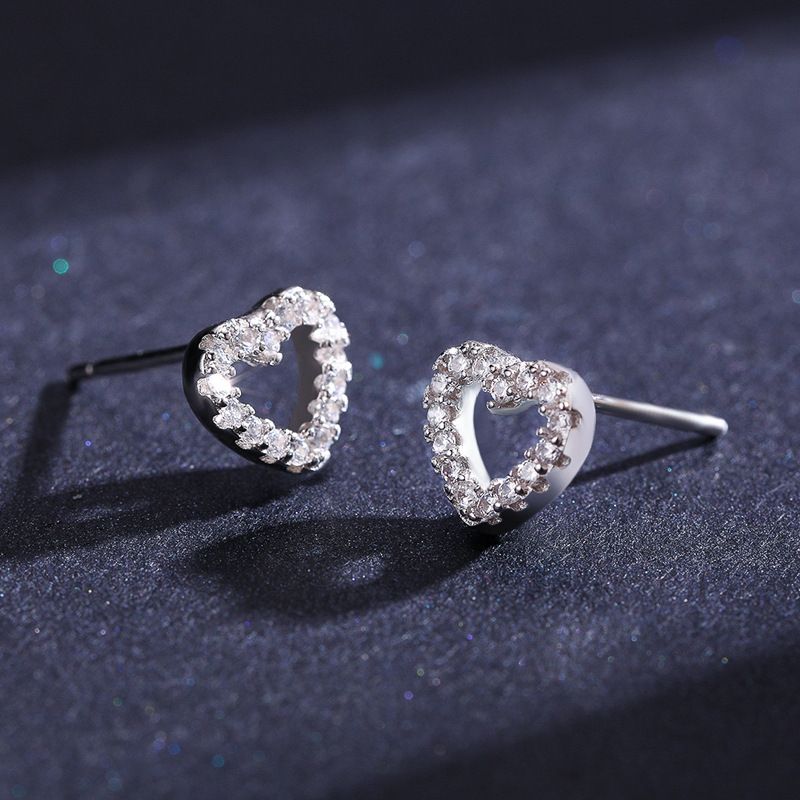 Orecchini a lobo a cuore in zircone per donna gioielli matrimonio_voghion.com