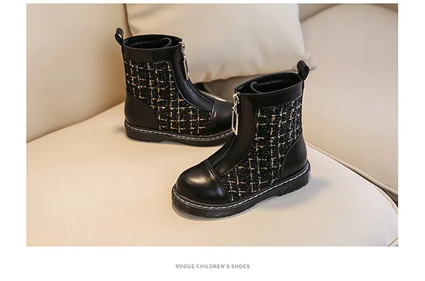 Bottes courtes à fermeture éclair pour filles, chaussures d'hiver tendance pour tout-petits, princesse douce, Happysteps, tailles US6C-US4Y_voghion.com