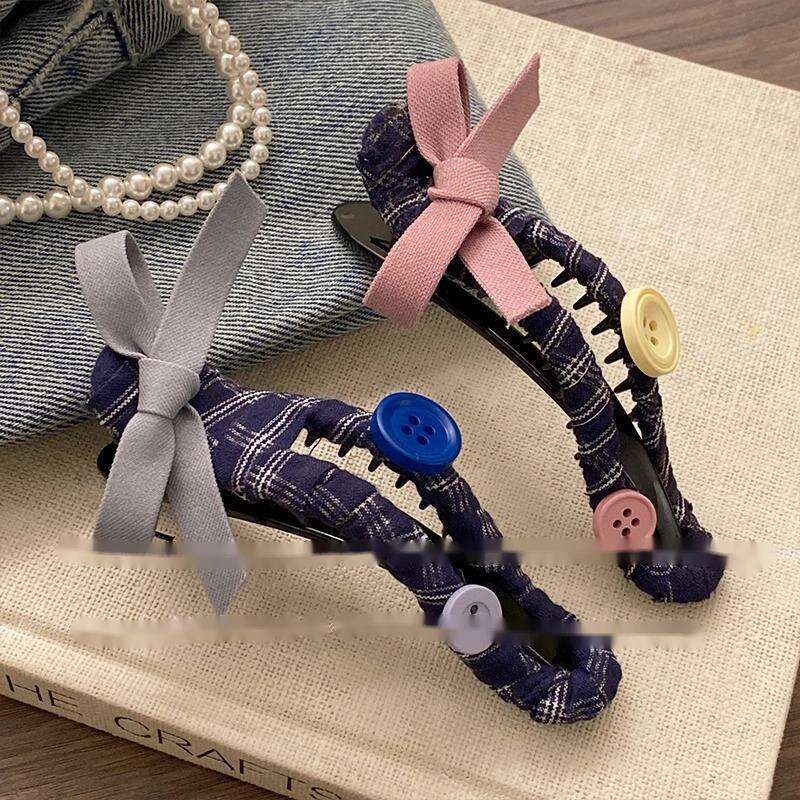 Blue Mood ~ Forcina per capelli dolce da donna, con fermaglio a becco d'anatra e fiocco grande e carino, per la parte posteriore della testa._voghion.com