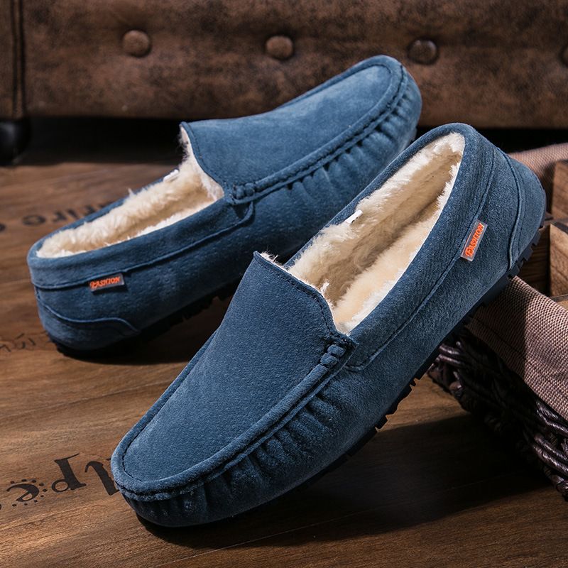 501-3 Wanter Männer Bean Cotton Driving Low-Top Mid-Mouth Flip-On waarm flaach Casual Liederschuhe mat Veet_voghion.com