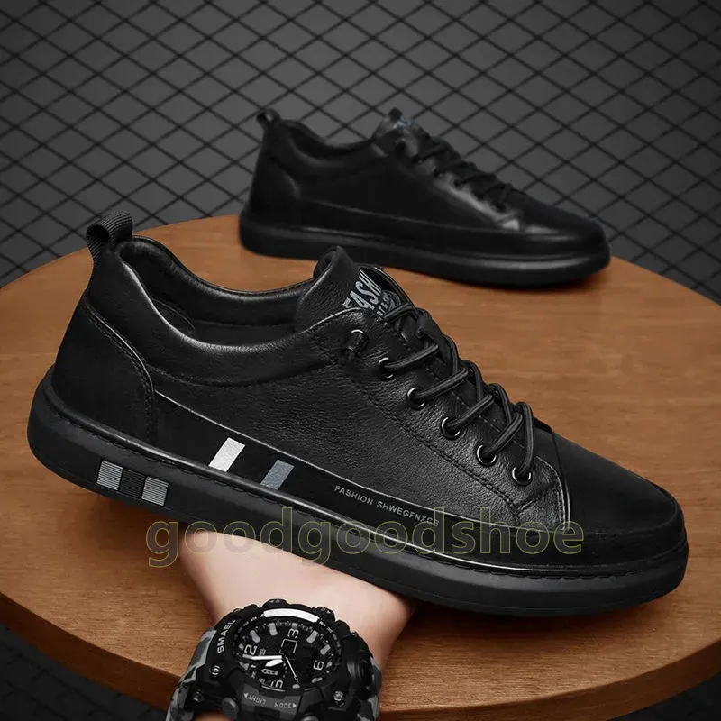 Casual Running Shoes Mens Crocodile Pattern Leather Trainers_voghion.com