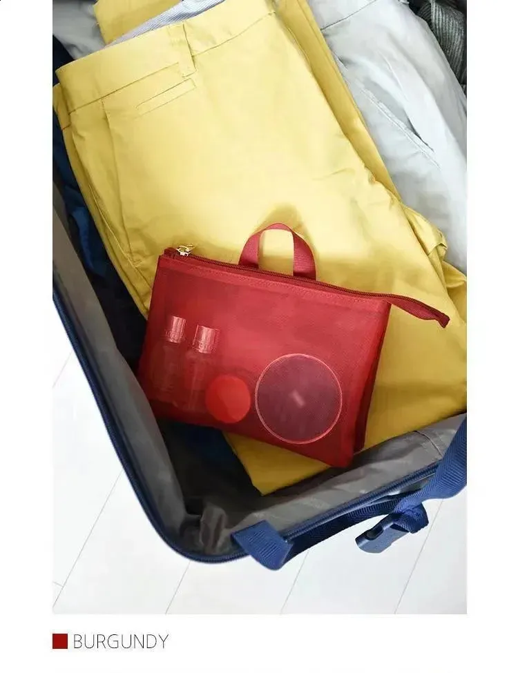 Stor kapacitet Kosmetisk hudvårdsprodukt Läppstift Necessär Makeup Organizer Case Mesh 3 lager Resetvättförvaring_voghion.com