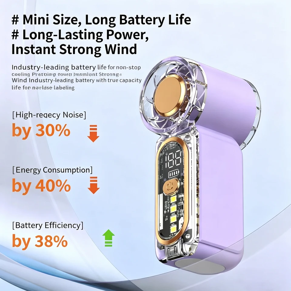 Ventilateur à main portable turbo avec chargement usb type-c_voghion.com