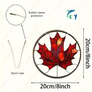 Maple Leaf Suncatcher, 8"x8" Round Acrylic Sign. Spring, Everyday, Housewarming Gift. Wreath Centerpiece, Window/Porch/Wall/Home/Garden Decor._voghion.com