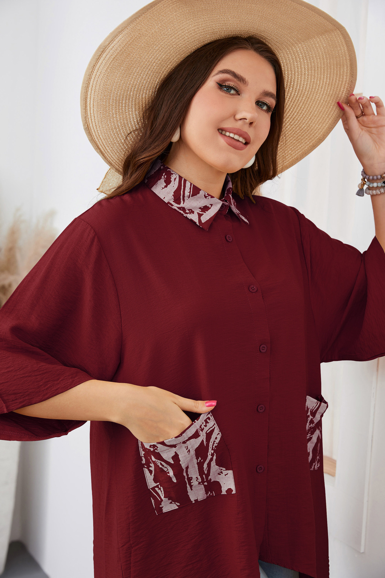 Women's loose irregular large size shirt fat girl fashion tops_voghion.com