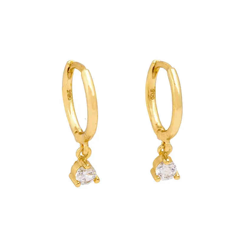 Sterling Sier Ear Buckle Dainty Minimalist Dangling Cz Hie Hoop Earrings Crescent For Women_voghion.com