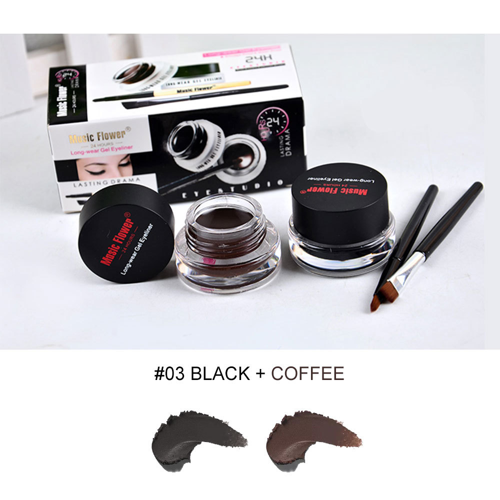 Makeup / Music Flower 1007 Dual Color Eyeliner Gel 2-Pack Black + Brown_voghion.com