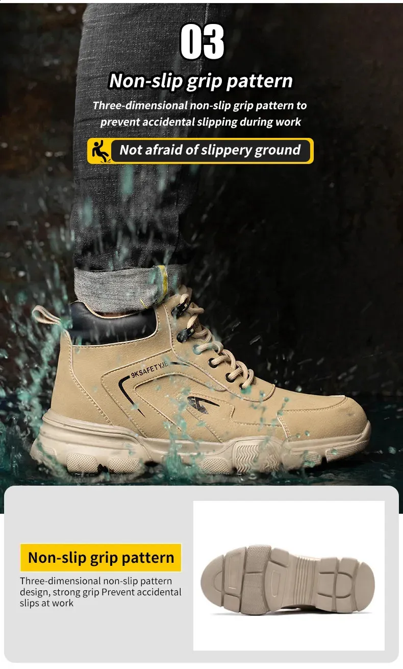 Bottes de sécurité d'hiver en cuir noir pour hommes, chaussures de travail imperméables et anti-pression, embout en acier indestructible_voghion.com