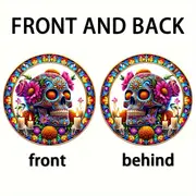 Vibrant Sugar Skull Suncatcher - 9" Stained Acrylic Art. Festive Decor For Dia De Muertos Celebrations Or Cafe Spaces._voghion.com