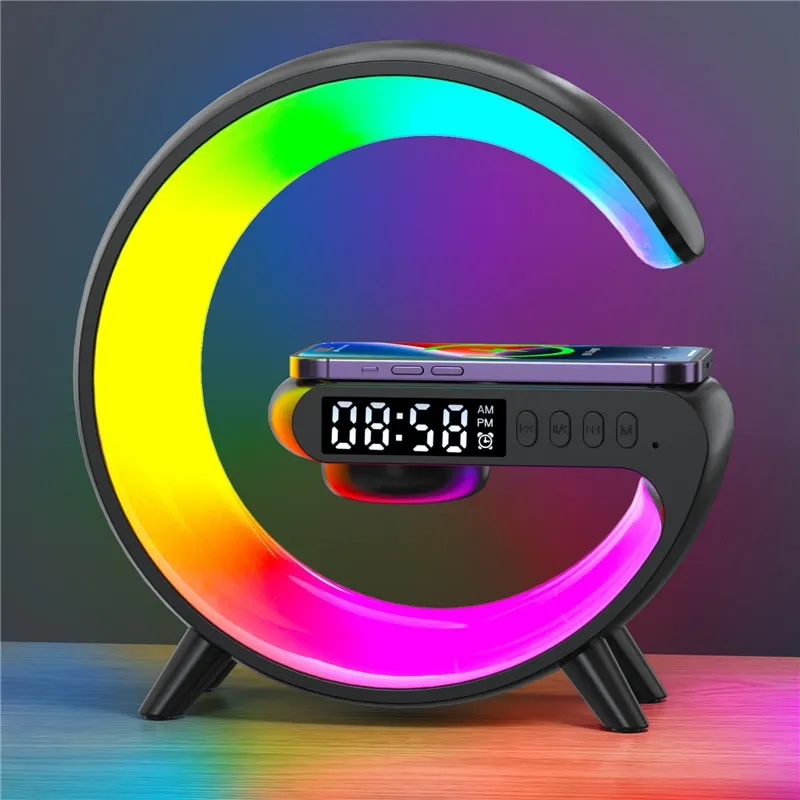 Mini Multifunction Wireless Charger Pad Stand Speaker TF RGB Night Light Fast Charging Station For IPhone Samsung Xiaomi_voghion.com