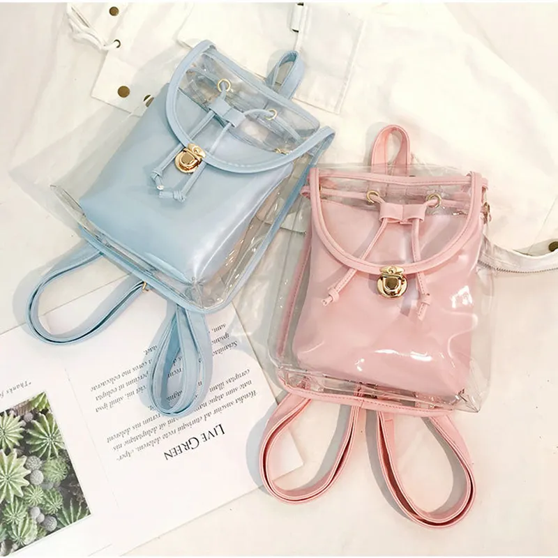 Mini moda donna PVC Designer Girl trasparente borsa trasparente zaino da viaggio in gelatina per borse a tracolla femminili da donna_voghion.com