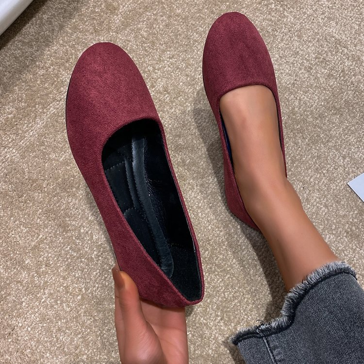 large Size Women's Shallow-mouth Shoes New Comfortable Flat-soled Suede Slip-on Women's Shoes In Stock_voghion.com