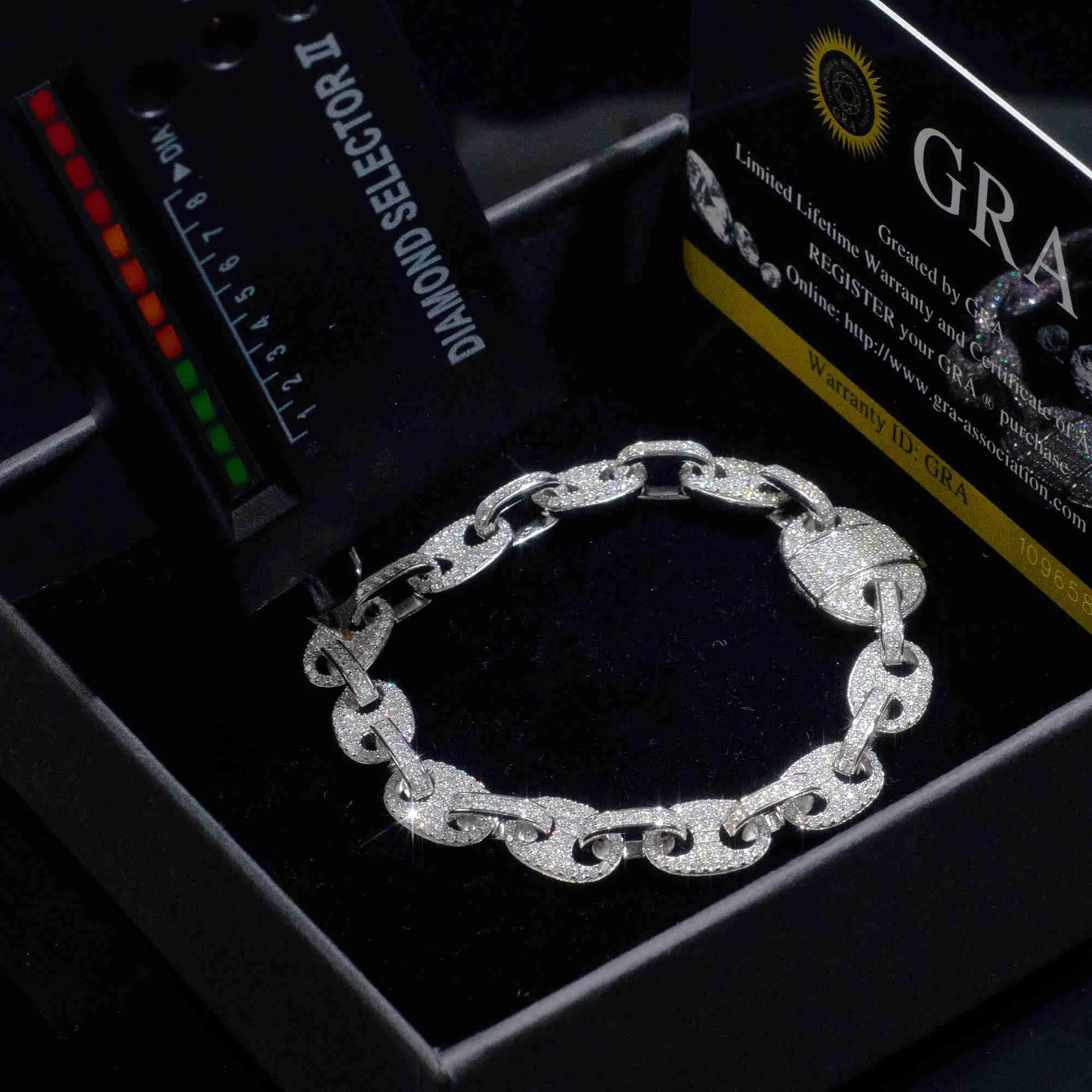 Pass Diamond Tester VVS Ice Out Moissanite kohvioad Kuuba lüliga kett 8mm käevõru Sier peened ehted meestele ja naistele_voghion.com