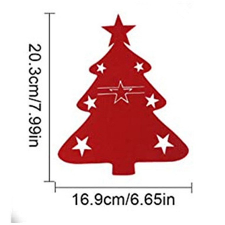 Lot de 4 porte-couverts en feutre pour sapin de Noël, décoration à suspendre pour couverts, table de fête, dîner, cuisine, set de table, dessous de verre_voghion.com