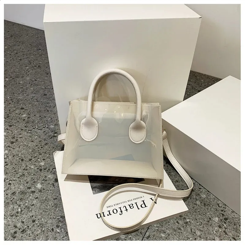 Mode PVC Zipfel Frauen Transparente Handtasche Dame Telefon Geldbörse Sommer Strand Klare Umhängetaschen 240826_voghion.com