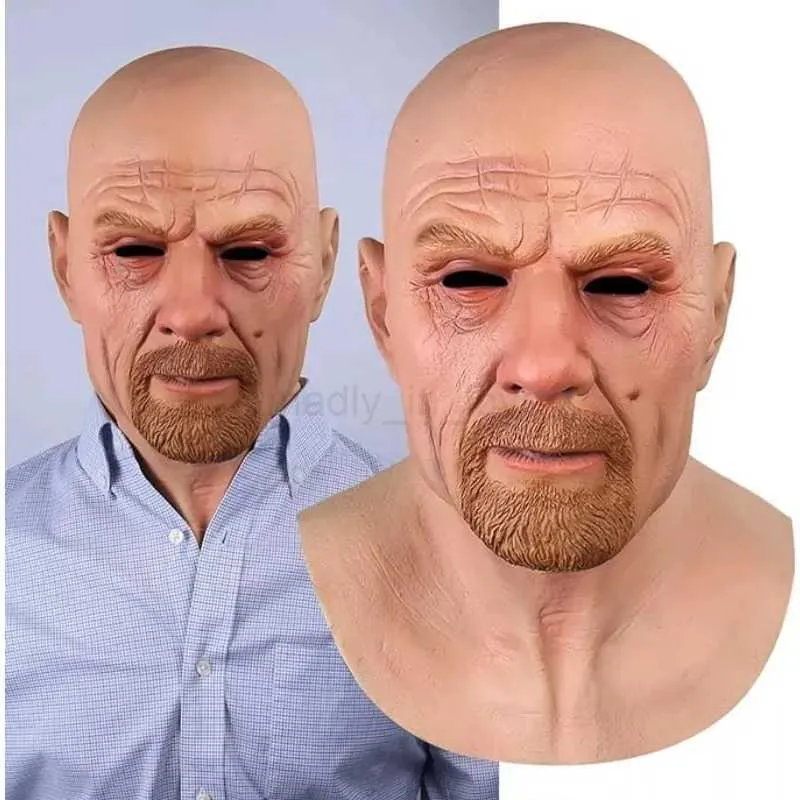 Ρεαλιστικός φαλακρός γέρος Breaking Bad Walter White Heisenberg Latex Mask Masquerade Halloween Cosplay Party Masquerade_voghion.com
