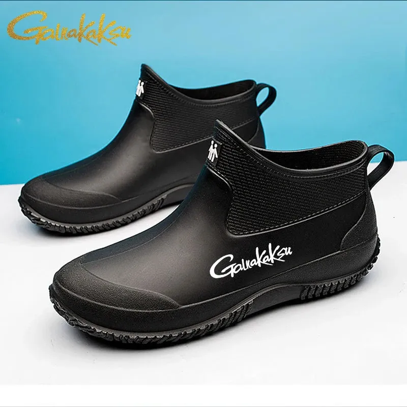 Bottes de pluie antidérapantes pour hommes, chaussures de randonnée en plein air, imperméables, tendance été hiver, pêche, Plus Veet, 35-45 240612_voghion.com