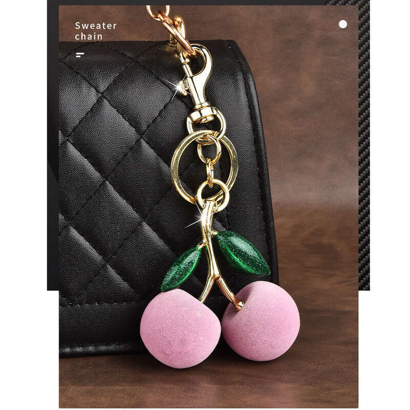 Portachiavi con ciondolo in peluche di cristallo con spalla di ciliegia, accessorio per borsa da donna_voghion.com
