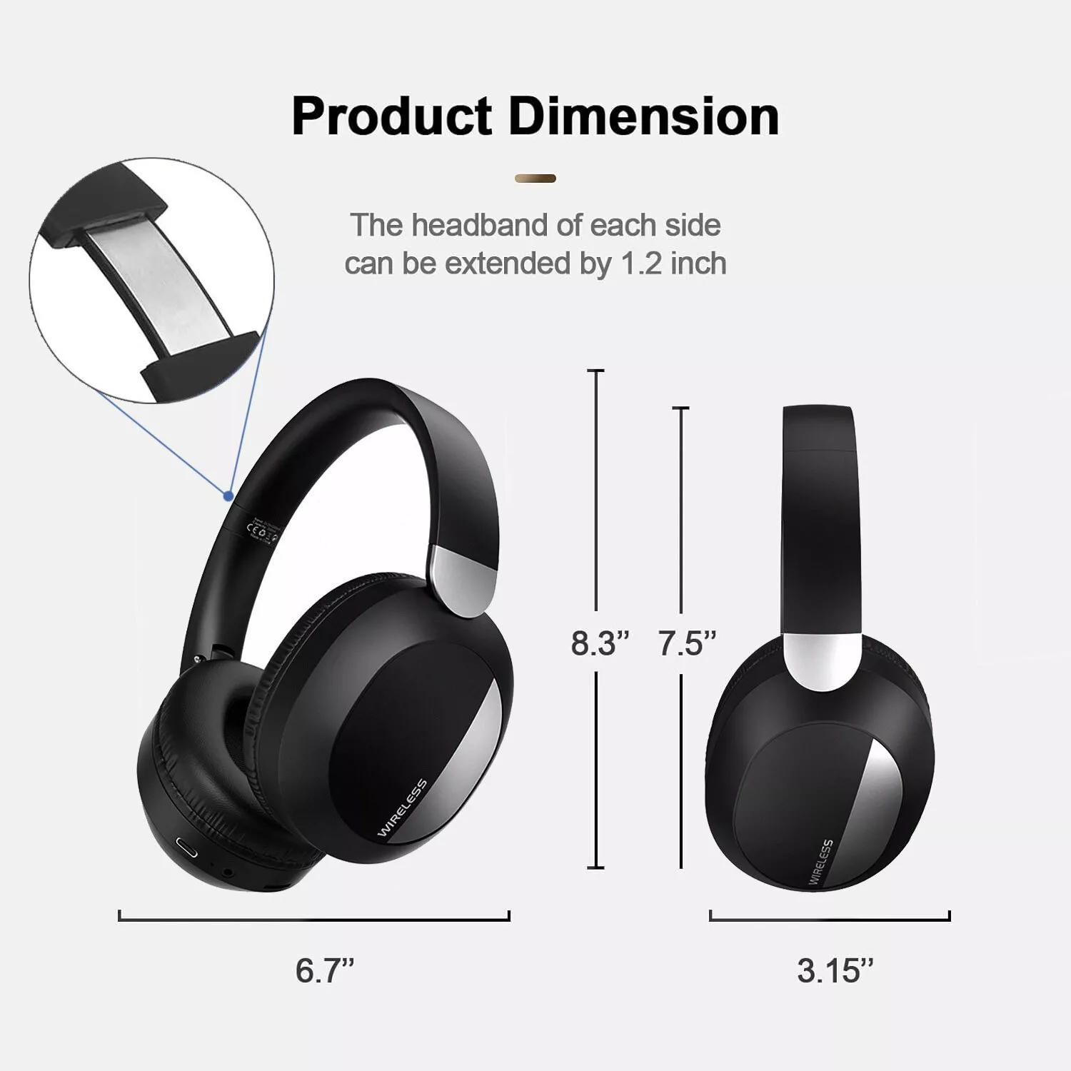 Wireless Bluetooth 5.3 Headphones Foldable Stereo Earphones Headset Mic Over-Ear_voghion.com