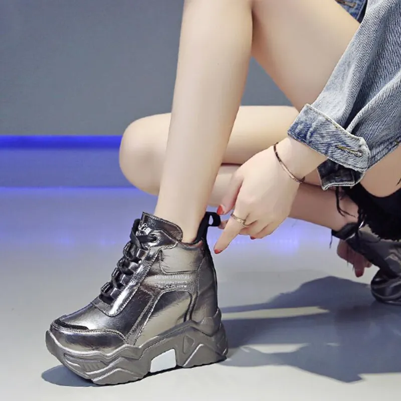 Freizeitschuhe Qualität Chunky Platform Outdoor Sneakers Frauen Winter Warm Super High Heels Frau Höhe erhöhen Stiefel_voghion.com