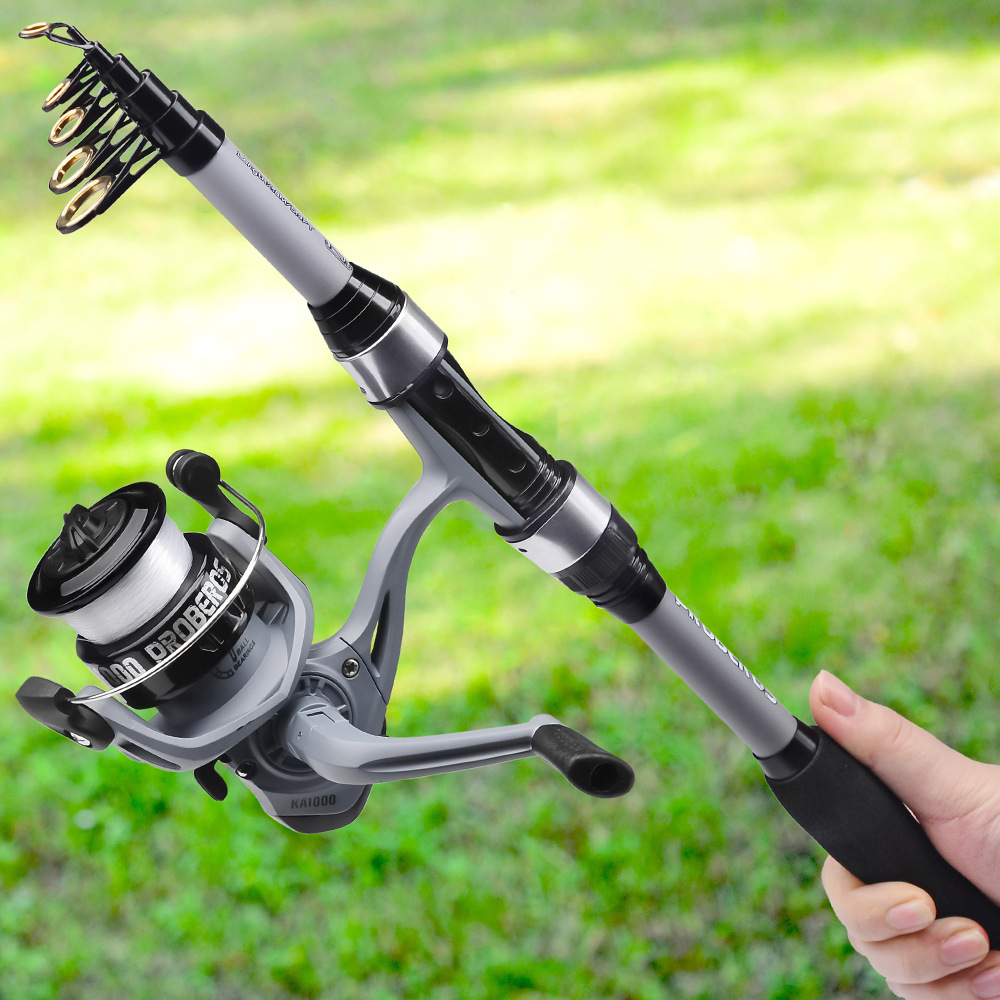 Conjunto de varas de pesca portáteis, varas de arremesso de longa distância, mini varas de pesca, carretilhas de pesca, linhas de pesca, iscas, varas de pesca, conjunto completo de varas de pesca_voghion.com