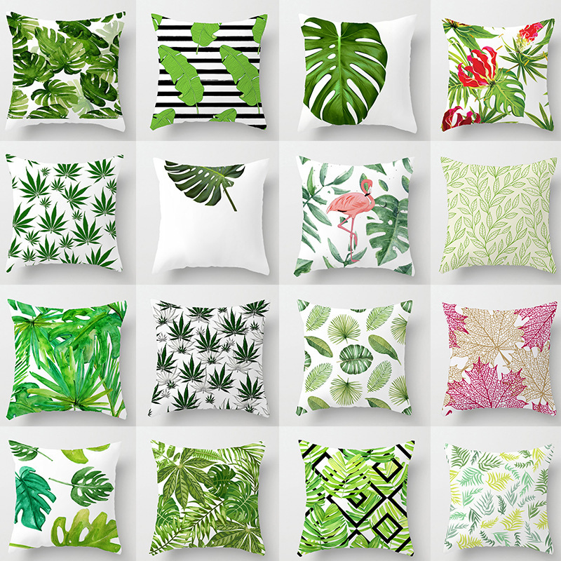 Stile semplice: foglie di piante, federa, fresco e naturale, cuscino, schienale in peluche, schienale, divano per la casa alla moda, cuscino, federa_voghion.com