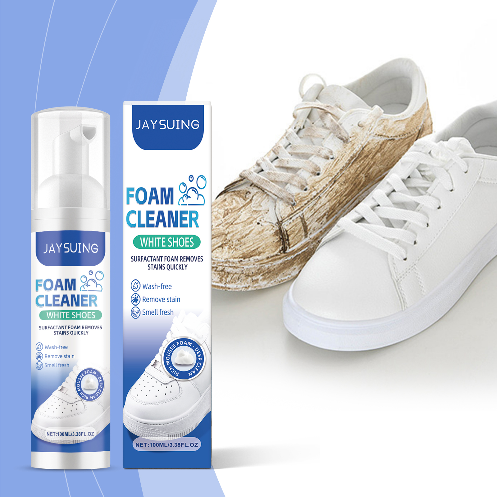 Jaysuing Little White Shoes Foam Cleaner Sports Shoes Decontamination Vamp Clean And Wash Free Whitening Cleaner_voghion.com