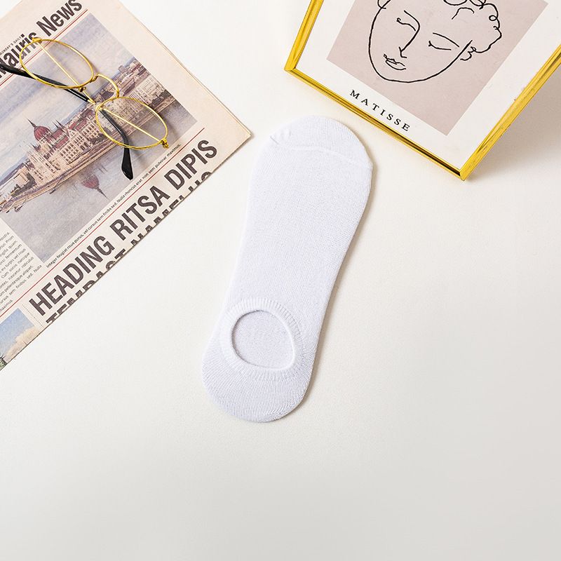 Calzini invisibili in cotone da uomo, in silicone, casual, antiscivolo, a bocca bassa, in tinta unita, in bianco e nero, per barche_voghion.com