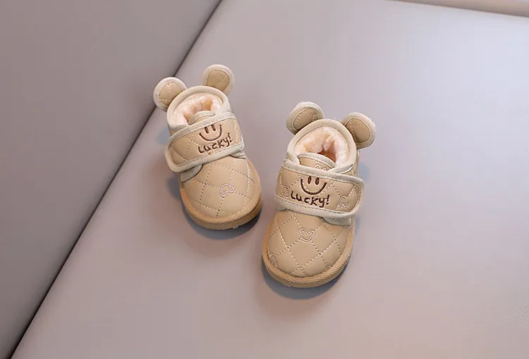 Stivali da neve invernali caldi e antiscivolo per bambini e bambine, con velcro, Happysteps, scarpe con cartoni animati e conigli, taglie da 1 a 6 anni_voghion.com