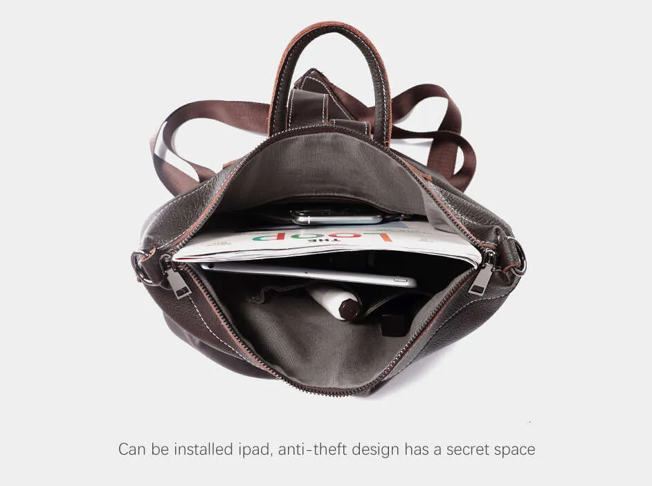 Zaino da viaggio classico in vera pelle da donna Zency, grande capacità, per iPad, A4, laptop, borsa a tracolla da donna con_voghion.com