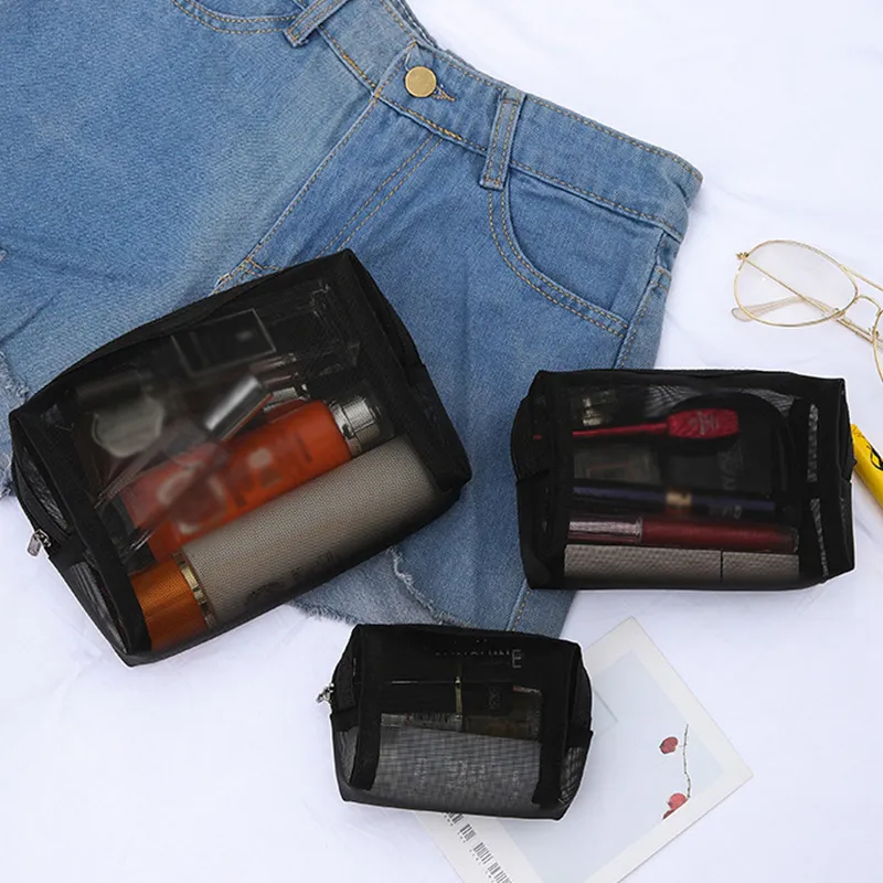 Tragbare Mesh-Kosmetiktasche für Frauen, Reise-Reißverschluss, Make-up, transparente Kosmetik-Organizer, Wasch- und Toilettenartikel, Schönheits-Aufbewahrungstasche_voghion.com