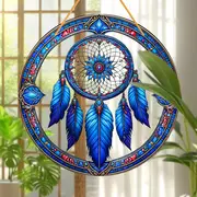 Dreamweaver Sonnefänger - 8" gefiedert Acrylkonscht. Bohemesch Dekor fir Schlofkummeren oder Veranda, mystesch, vun Dram inspiréiert Kaddo._voghion.com