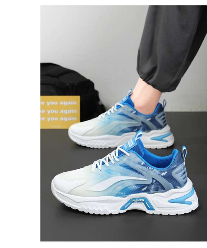 Scarpe da uomo estive nuove e traspiranti in rete, sportive, alla moda, versatili, con suola spessa, bianche, casual, da papà_voghion.com