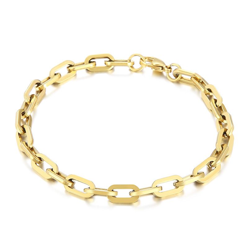 Braccialetto geometrico semplice, fatto a mano, con catena cava in acciaio al titanio da 7 mm di diametro, per uomo e donna._voghion.com