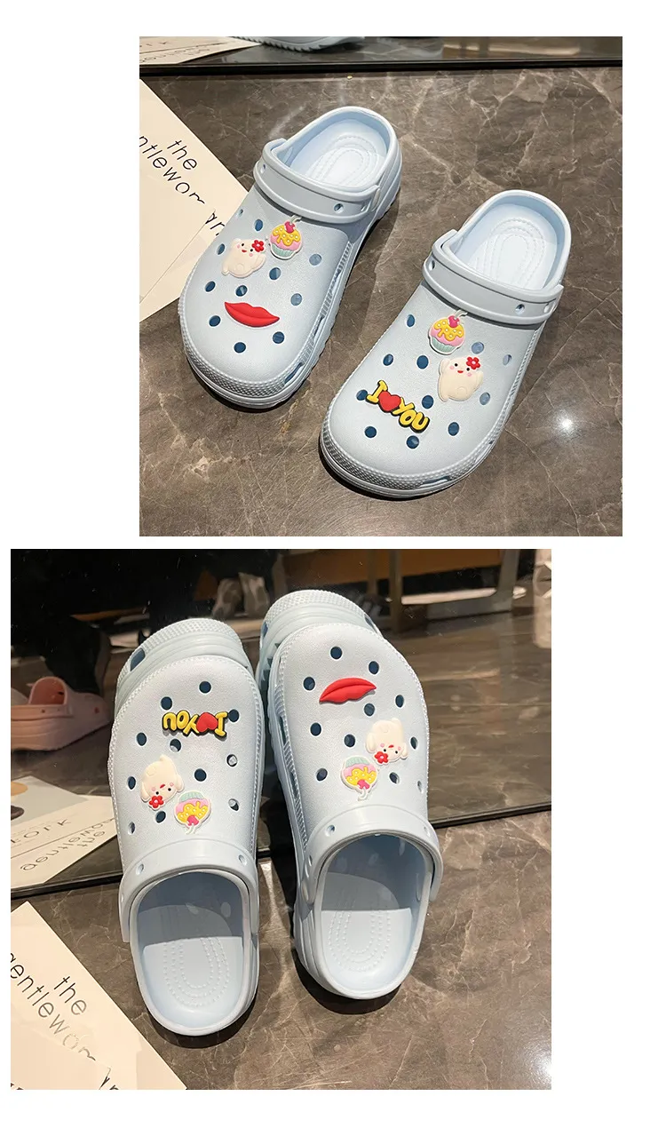 New Thick Sole 2024 Summer Cute Beach Hole Shoes with Feet Feeg Cool Bathroom Anti slip and Odor Prevention Free_voghion.com