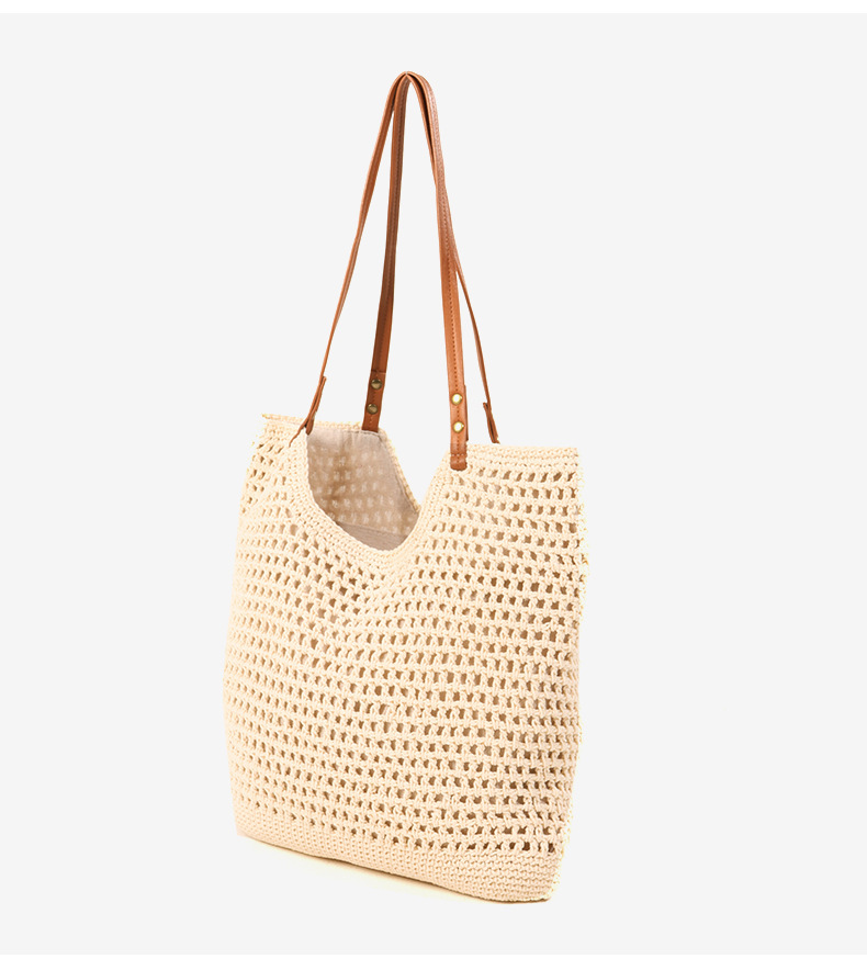 Hersteller großhandel hohl one-schulter baumwolle gewebt tasche neue sommer große kapazität stroh tasche urlaub am meer strand tasche_voghion.com