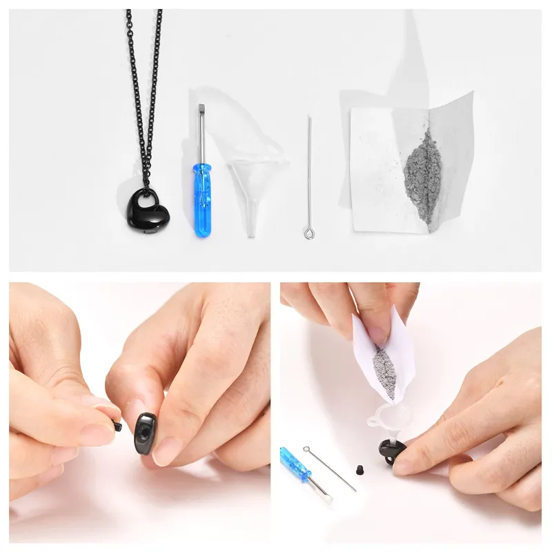 Collier avec pendentif en forme de cœur en forme d'urne en acier inoxydable 316L pour femme, chaîne KOTiK Fashion, couleur noir, or et argent_voghion.com