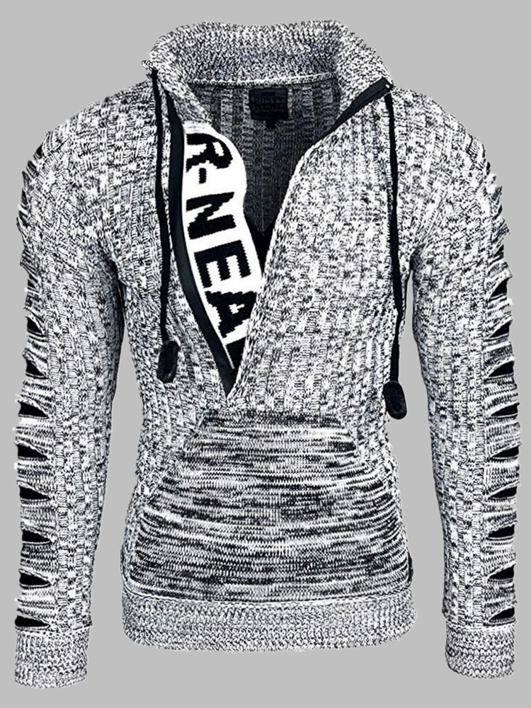 Maglione alla moda con collo alto e maglione largo da uomo, autunno e inverno_voghion.com