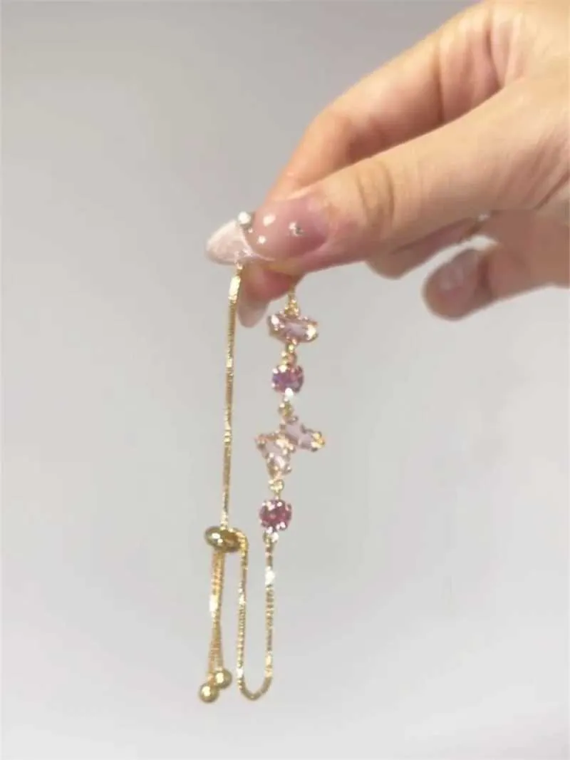 Bracciale a farfalla con cristalli da donna regolabile in oro_voghion.com