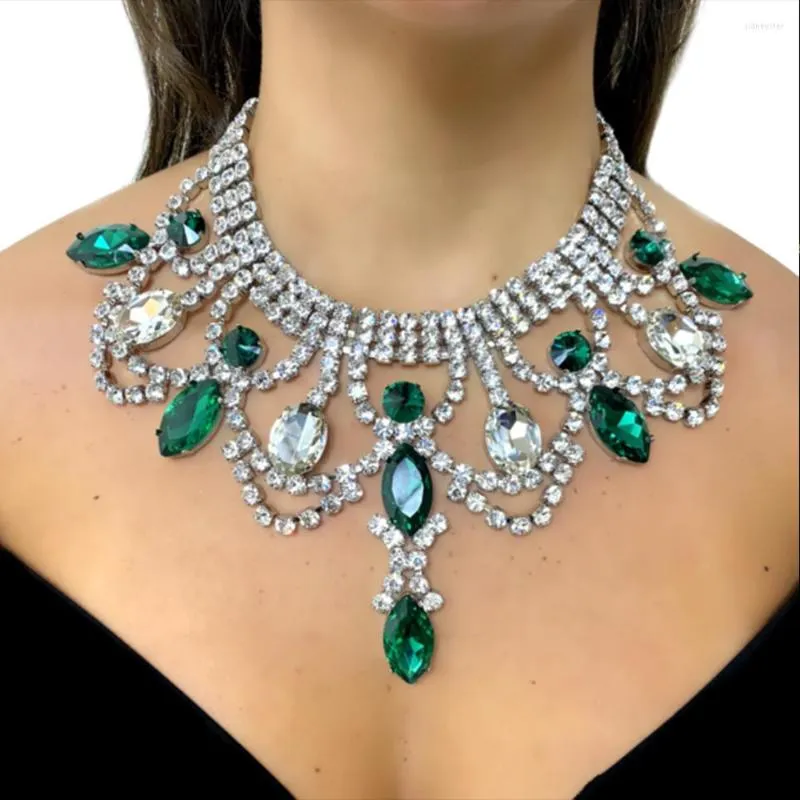Chains Exaggerated Necklace Chain Vintage Accessories Rhinestone Fashion 2023 Statement Choker Crystal_voghion.com
