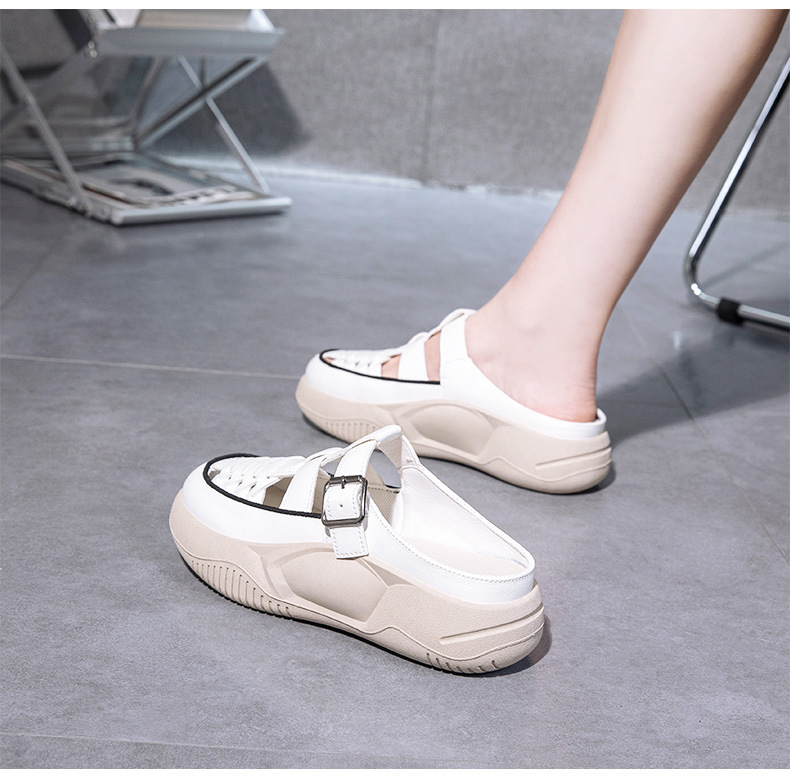 hollow half trailer women's  trend casual breathable thick sole wear-resistant and increased versatile_voghion.com