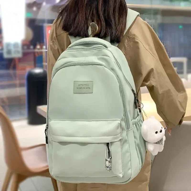 Waterproof Teenage Bookbag Nylon Rucksack Fashion Girl Backpack Women Shoulder Bag High School Schoolbag Black_voghion.com