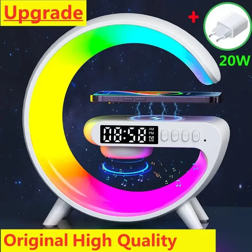 Mini Multifunction Wireless Charger Pad Stand Speaker TF RGB Night Light Fast Charging Station For IPhone Samsung Xiaomi_voghion.com