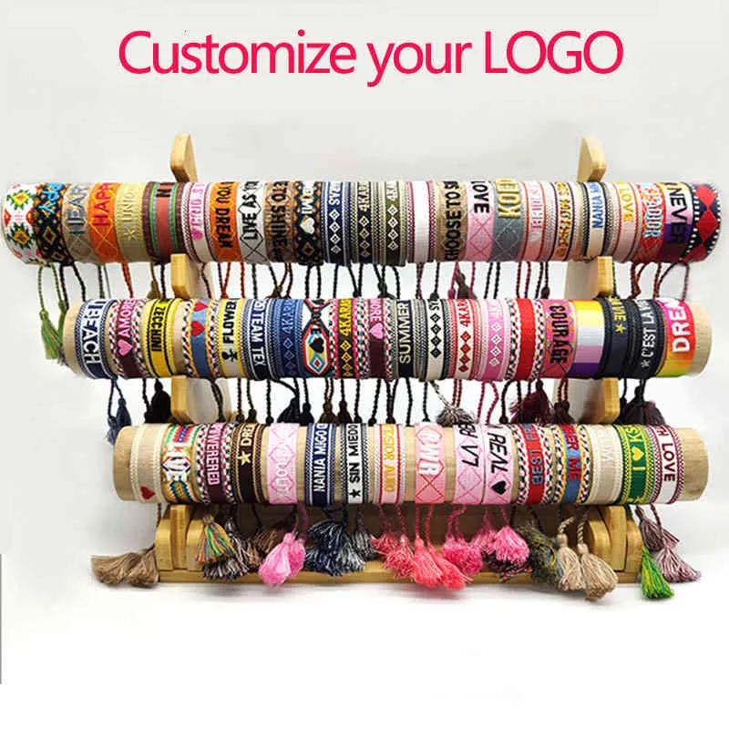 Pulsera tejida con borlas para mujer, estilo bohemio, con corazón dorado, regalo de joyería al por mayor, 2022_voghion.com