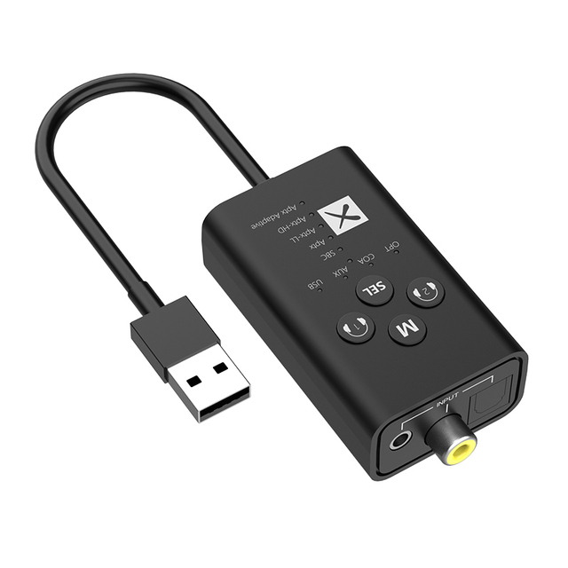 Qualcomm QCC3056 Trasmettitore audio Bluetooth 5.2 a 24 bit aptX LL HD Adattatore wireless coassiale in fibra ottica AUX USB 3,5 mm adattivo_voghion.com