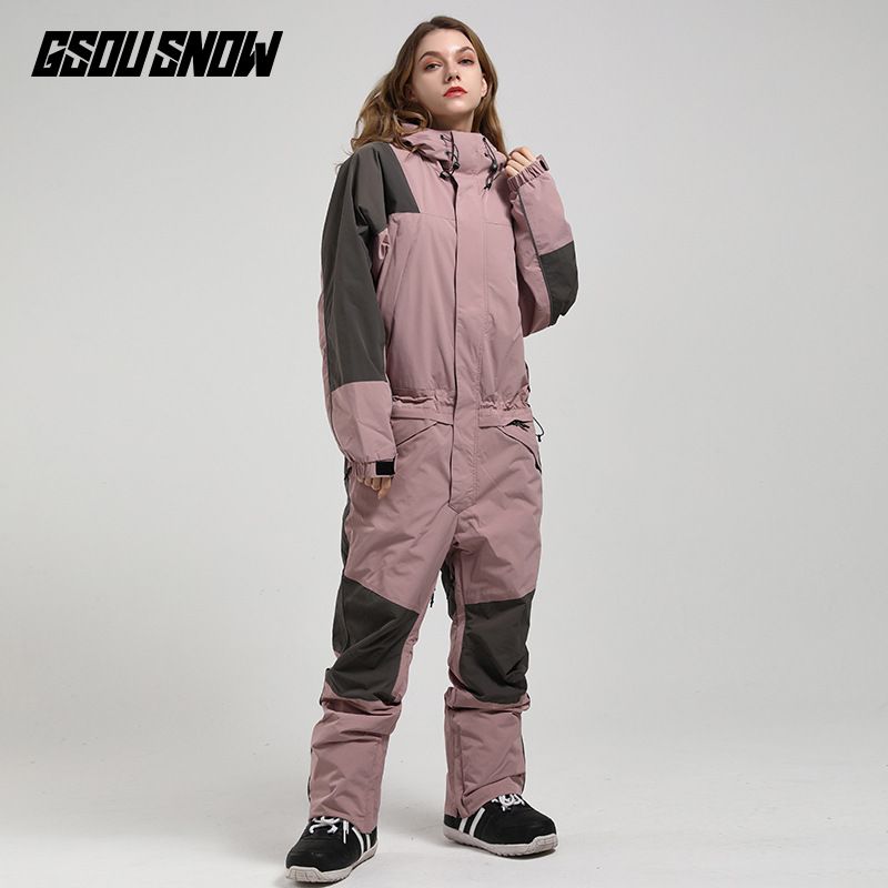 New ski female set fluorescent camouflage warm waterproof breathable night field single and double board one-piece snow_voghion.com