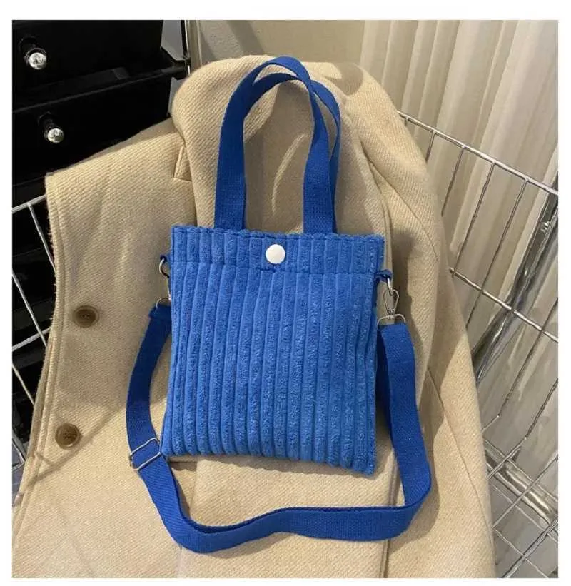 Mini Tote Donna Velluto a Coste Cerniera Primavera Estate Nuova Moda Borsa a Mano Borsa a Tracolla Singola Borsa a Tracolla Piccola 2024C241022_voghion.com