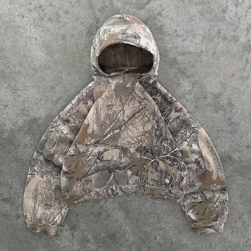 Y2K Retro Zip Up Hoodies Men Camouflage Pattern Zipper Sweatshirt High Street Hip Hop Streetwear Oversized Unisex Camo_voghion.com