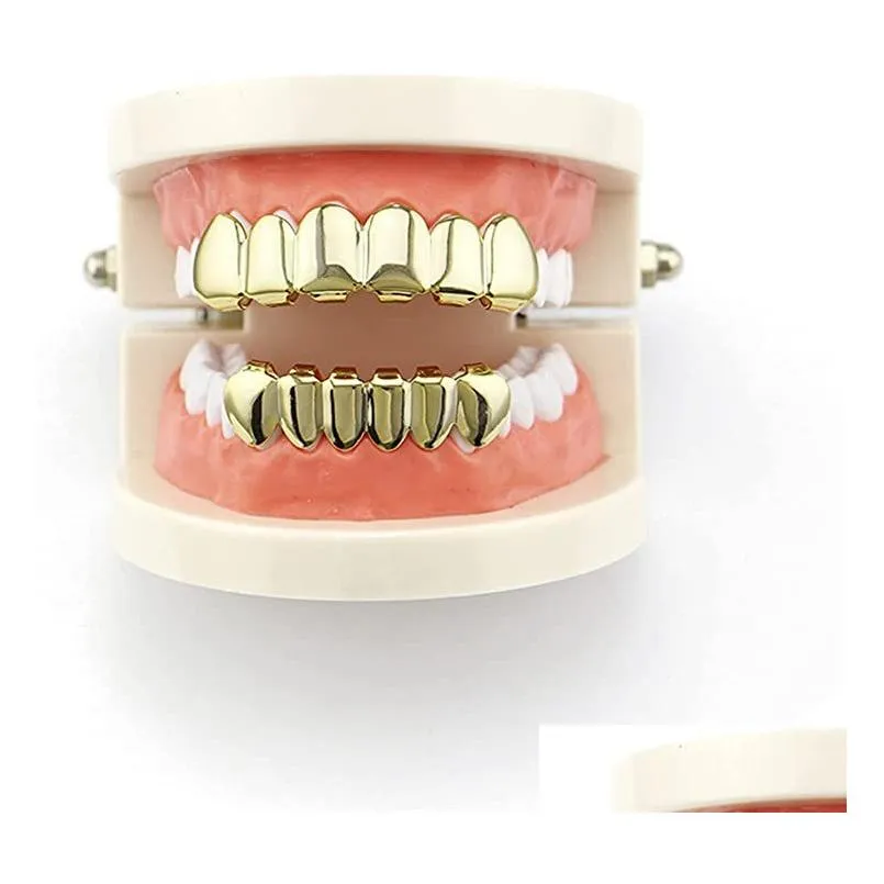 Grillz, Dentalgrills, modischer Hip-Hop-Rapper, echtes Gold, silberbeschichtetes Zahngrillz-Set für Männer und Frauen, Bling, hohe Qualität_voghion.com